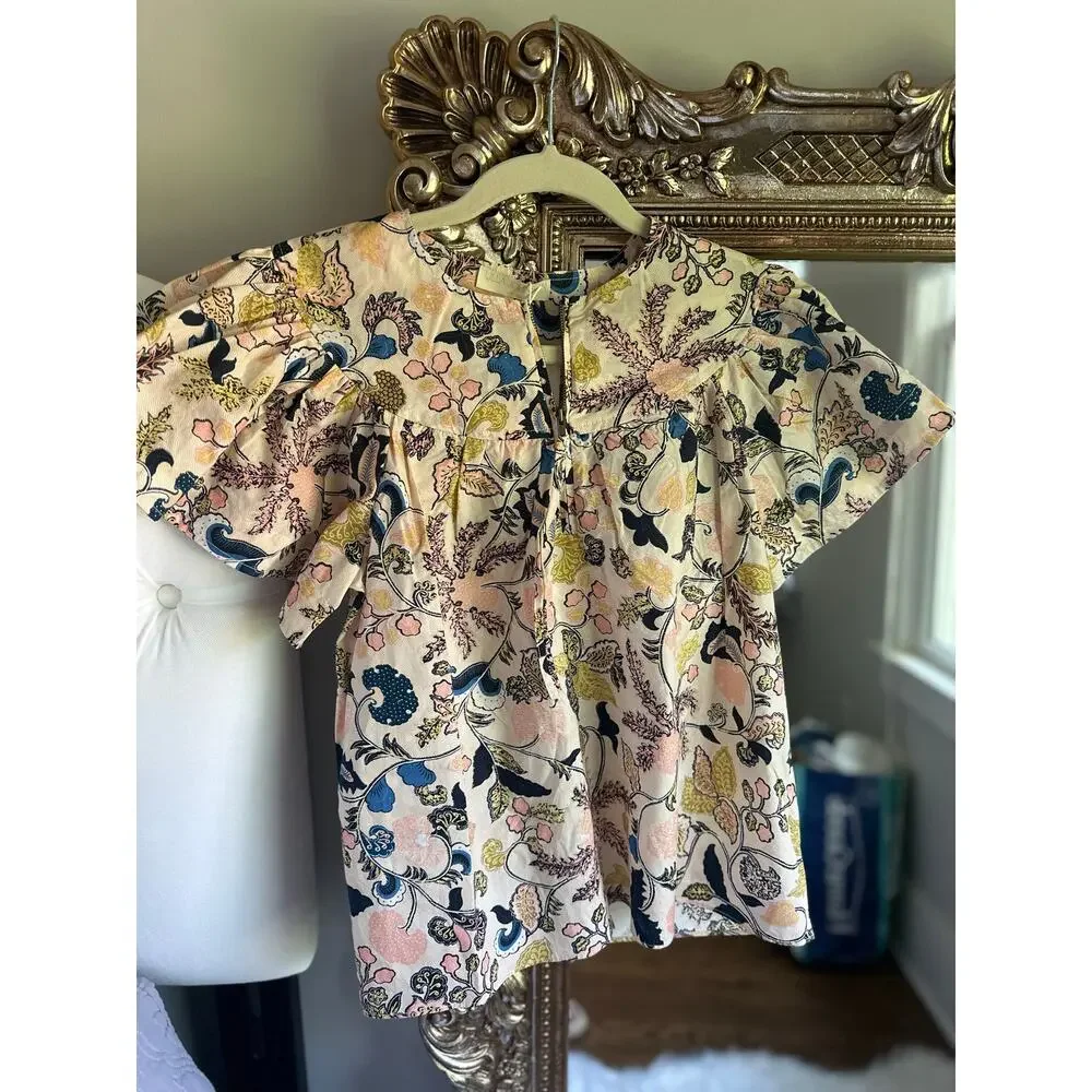 Ulla Johnson Perline Flutter Sleeve Floral Blouse Magnolia Size 0 NEW NWT - Picture 6 of 10